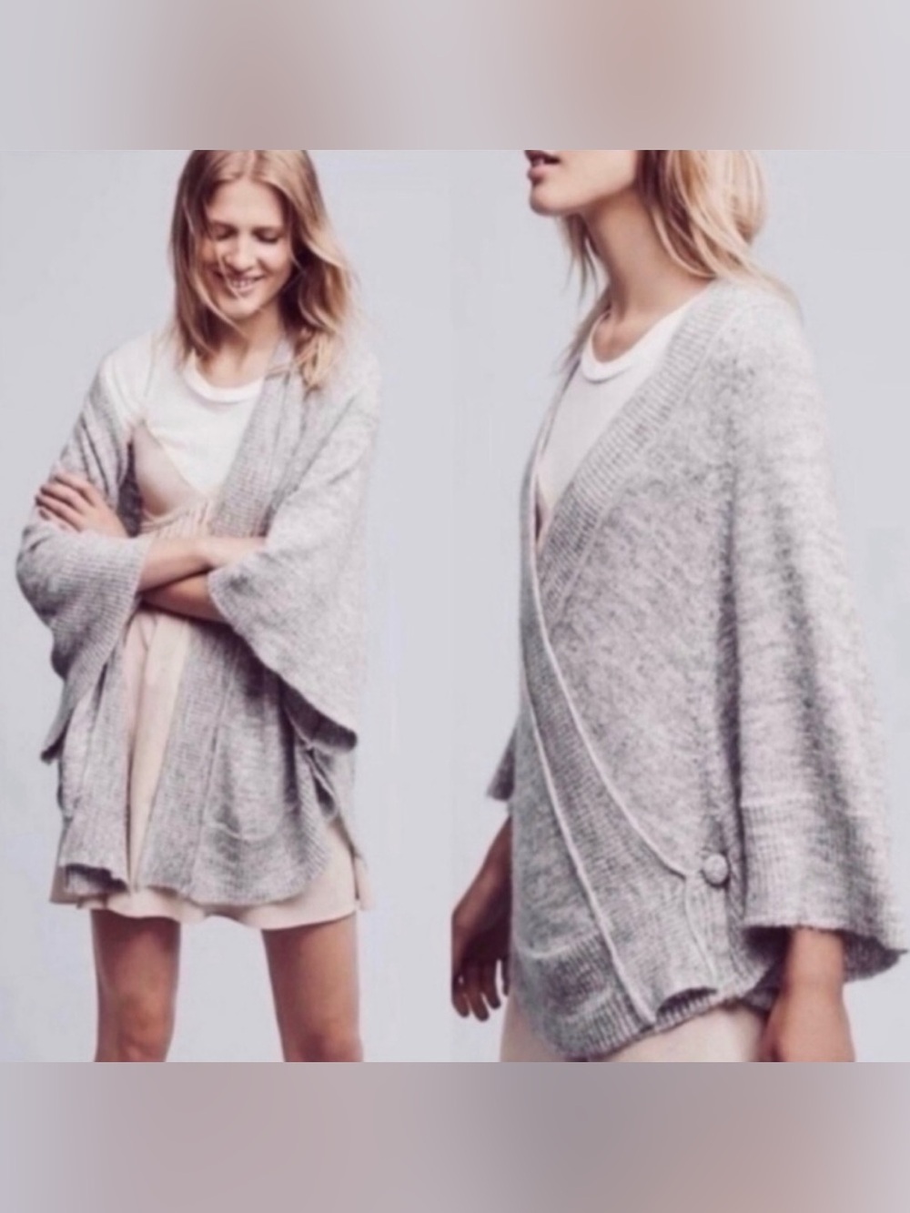 ANTHROPOLOGIE Knitted & Knotted Celia Oversized Knit Sweater Wrap